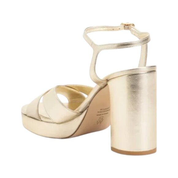 STUART WEITZMAN Light Gold Made In Spain Leather Dayna Platform Sandals - Picture 2 of 2